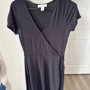Forever 21 Black Wrap Dress with Short Sleeves